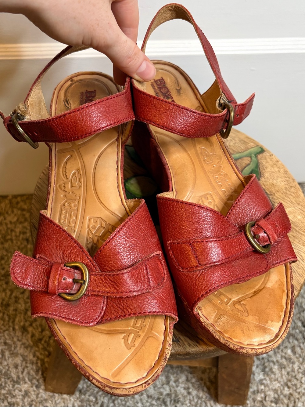 Boden Women's Red Leather Buckle Sandals